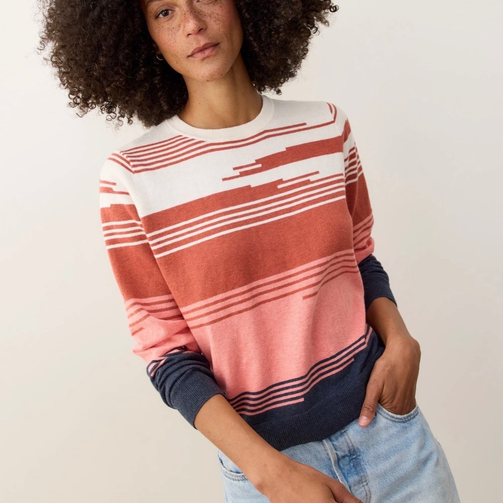 Marine Layer Sunset Icon Sweater Womens Medium Colorblock Cotton Crewneck